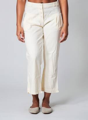 Pantalon 7/8 țesătură poplin mărime normală bej RHUM RAISIN femeie