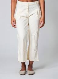 Pantalon 7/8 țesătură poplin mărime normală bej RHUM RAISIN femeie