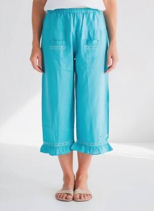 Pantalon trei sferturi talie elastică mărime normală albastru RHUM RAISIN femeie