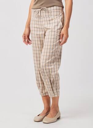 Pantalon 7/8 țesătură poplin mărime normală bej RHUM RAISIN femeie