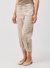 Pantalon 7/8 țesătură poplin mărime normală bej RHUM RAISIN femeie
