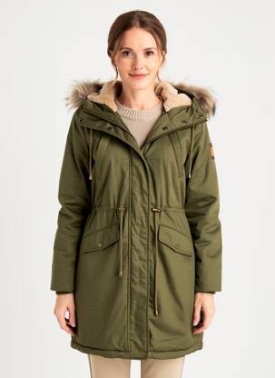 Parka mâneci lungi cu glugă verde CREAM femeie