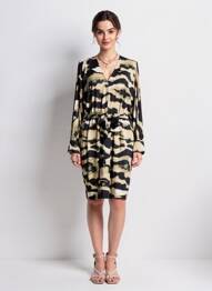 Rochie midi mâneci lungi mâneci lungi bej K.F FASHION femeie