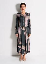 Rochie lungă mâneci lungi mâneci lungi verde K-DESIGN femeie