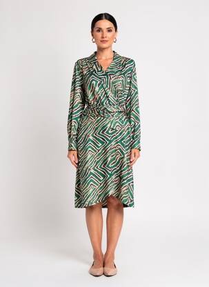 Rochie midi mâneci lungi mâneci lungi verde K-DESIGN femeie