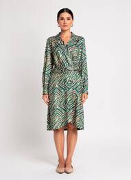 Rochie midi mâneci lungi mâneci lungi verde K-DESIGN femeie