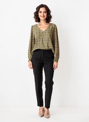 Bluză țesătură poplin mâneci lungi verde CREAM femeie