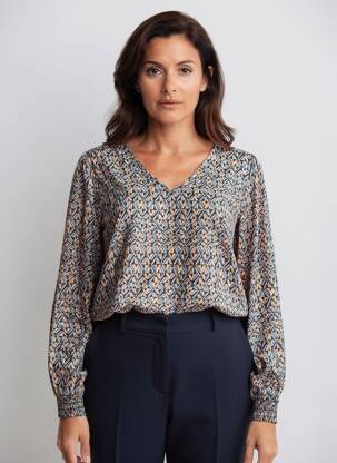 Bluză țesătură poplin mâneci lungi albastru CREAM femeie