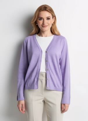 Vestă cu mâneci lungi strânsă pe partea de jos violet CREAM femeie