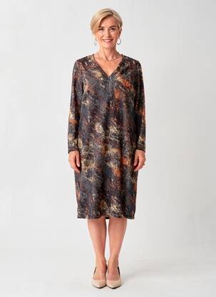 Rochie midi mâneci lungi mâneci lungi negru GUY DUBOUIS femeie