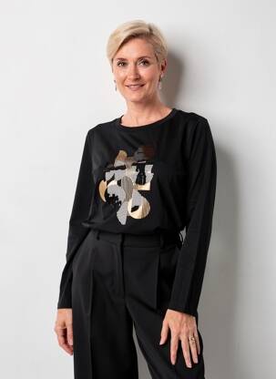 Tricou mâneci lungi mâneci lungi negru OLSEN femeie