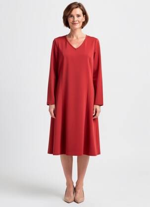Rochie midi mâneci lungi mâneci lungi roșu GUY DUBOUIS femeie