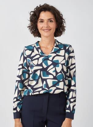 Top elasticitate mâneci lungi albastru OLSEN femeie