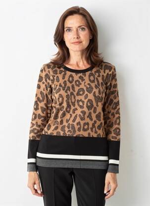 Pulover croială cambrată mâneci lungi maro MARBLE femeie