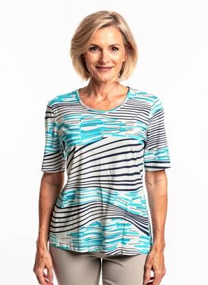 Tricou elasticitate mâneci scurte albastru GRIFFON femeie