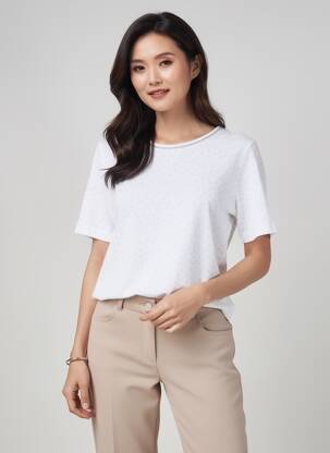 Tricou elasticitate mâneci scurte alb GRIFFON femeie