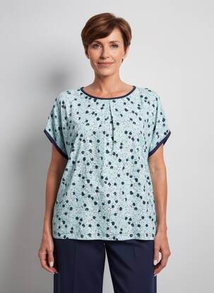 Tricou guler rotund mâneci scurte albastru GRIFFON femeie