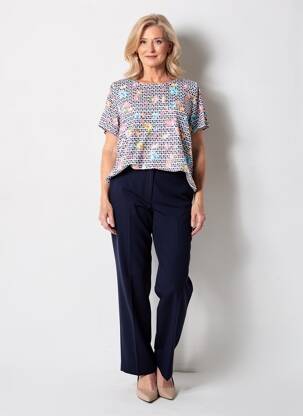 Tricou elasticitate mâneci scurte albastru TELMAIL femeie