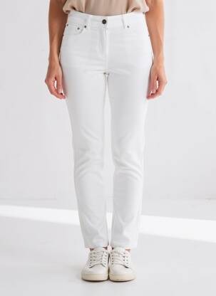 Pantalon slim țesătură poplin mărime normală alb PAUL BRIAL femeie