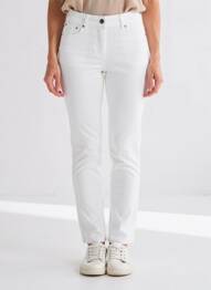 Pantalon slim țesătură poplin mărime normală alb PAUL BRIAL femeie
