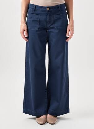 Pantalon larg țesătură poplin mărime normală albastru KEZY femeie