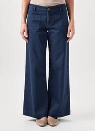 Pantalon larg țesătură poplin mărime normală albastru KEZY femeie
