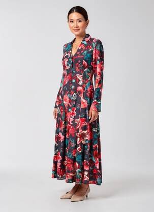 Rochie lungă mâneci lungi mâneci lungi albastru MALOKA femeie