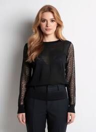 Top croială cambrată mâneci lungi negru PAUL BRIAL femeie