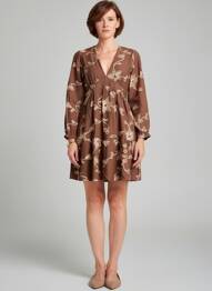 Rochie scurtă mâneci lungi mâneci lungi maro BY ONE femeie