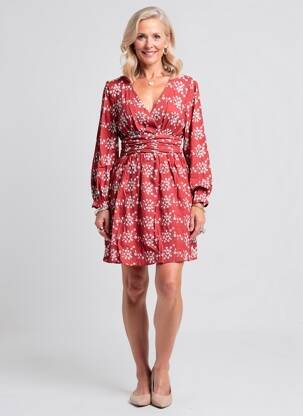Rochie scurtă mâneci lungi mâneci lungi roșu BY ONE femeie