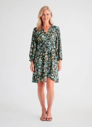 Rochie scurtă mâneci 3/4 mâneci 3/4 albastru BY ONE femeie