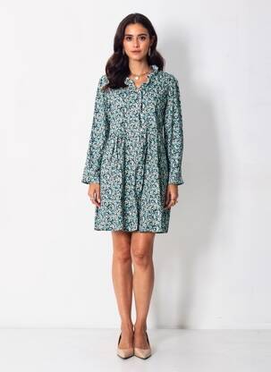Rochie scurtă mâneci lungi mâneci lungi albastru VIC VIA femeie