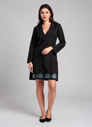Rochie scurtă mâneci lungi mâneci lungi negru IPANIMA femeie