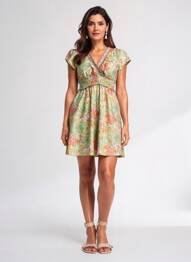 Rochie scurtă mâneci scurte mâneci scurte verde ALLER SIMPLEMENT femeie