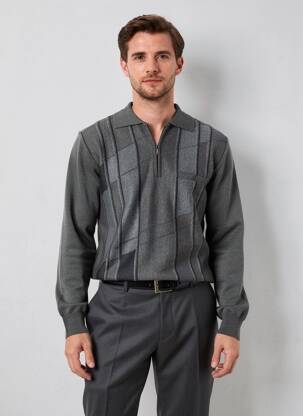 Pulover elasticitate mâneci lungi gri BERAC bărbat