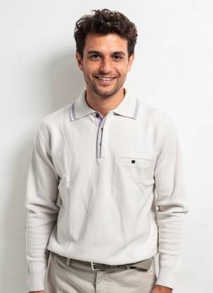 Pulover guler polo mâneci lungi gri BERAC bărbat