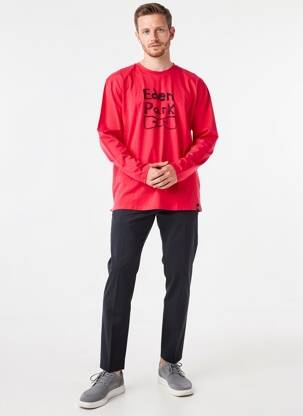 Tricou croială cambrată mâneci lungi roșu EDEN PARK bărbat