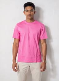 Tricou broderie mâneci scurte roz EDEN PARK bărbat