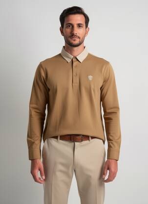 Polo mâneci lungi mâneci lungi bej IZAC bărbat