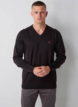 Pulover guler în v mâneci lungi negru TOM TAILOR bărbat