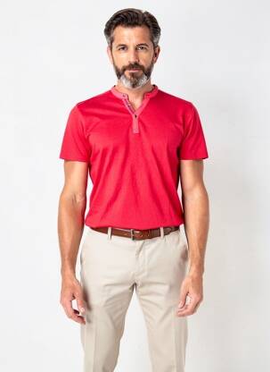 Tricou guler tunisian mâneci scurte roșu COFOX bărbat