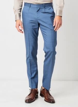Pantalon slim țesătură melanj mărime normală albastru IZAC bărbat