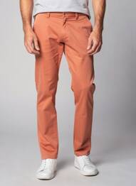 Pantalon chino țesătură poplin mărime normală portocaliu IZAC bărbat