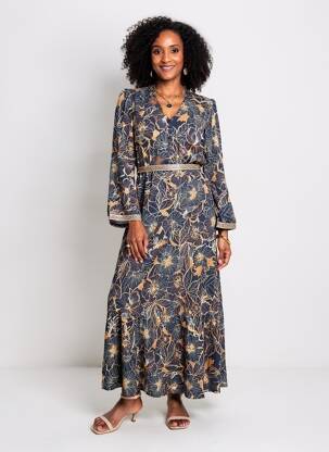 Rochie lungă mâneci lungi mâneci lungi albastru LE PETIT BAIGNEUR femeie