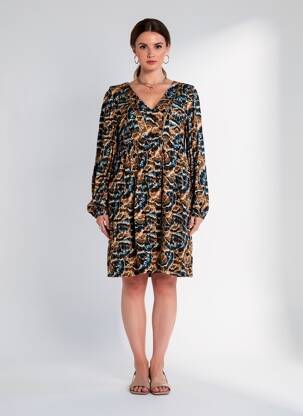 Rochie midi imprimeu fantezie mâneci lungi negru LOLA ESPELETA femeie