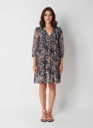 Rochie scurtă mâneci 3/4 mâneci 3/4 albastru FREEMAN T.PORTER femeie