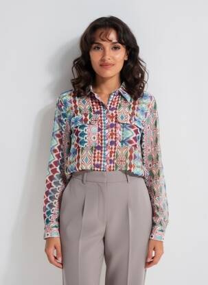 Cămașă țesătură crep mâneci lungi verde MOLLY BRACKEN femeie