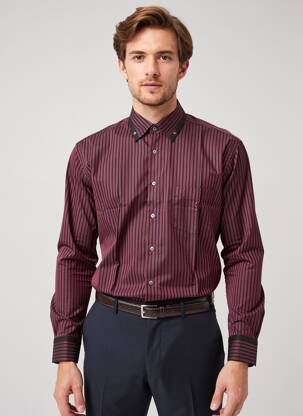 Cămașă cu mâneci lungi croială dreaptă roșu PIERRE CARDIN bărbat