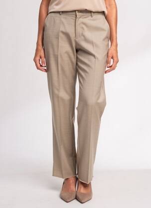 Pantalon drept țesătură crep talie înaltă bej IZAC femeie