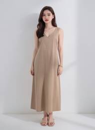 Rochie lungă fără mâneci fără mâneci maro ROBE LEGERE BY VERA MONT femeie
